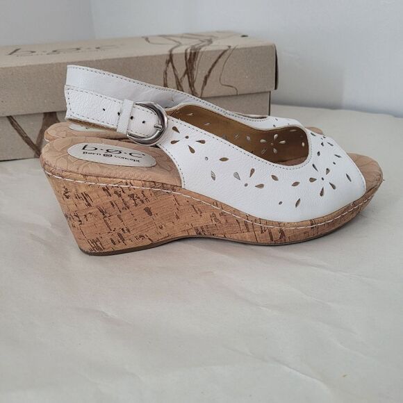 Born Andaya White Leather Slingback Wedge Sandals Size 9 EU 40.5 Summer Spring - Picture 4 of 9